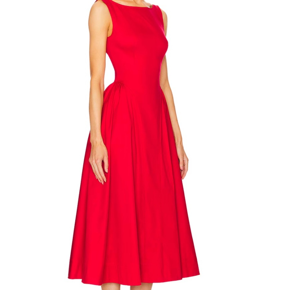 Stretch Cotton Sateen Midi Dress in Red
Helsa
